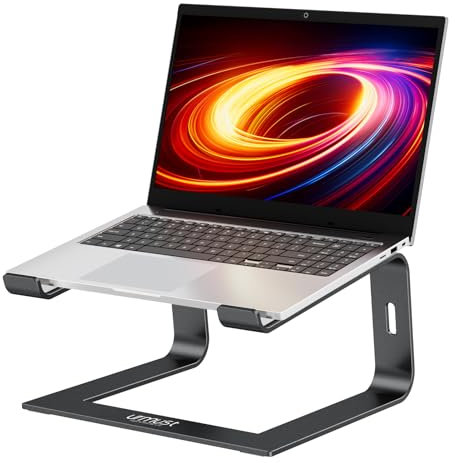 urmust Laptop Stand for Desk Aluminum Computer Stand Riser Holder Mount for Laptop Compatible with MacBook Air Pro, Dell, HP, Lenovo Samsung, Alienware All Laptops 11-15.6(Black)