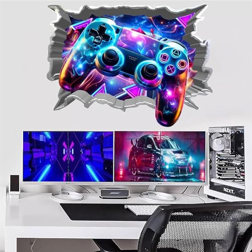 Large Game Wall Stickers 3D Game Wall Decals for Boys Room Gamer Zone Wall Art Mural Decoration Removable Video Game Wallpaper for Kids Playroom Teens Boy Bedroom