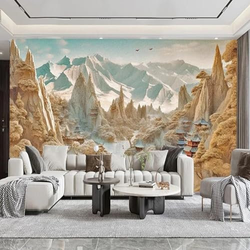 MIXUEXUNLU Wallpaper Modern Yellow Mountain Scenery Living Room Dining Room Background Wall Home Decoration