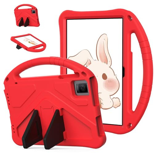 Eabhulie Bambini Custodia per TCL Tab 10 Gen 2 10,36 2023, Eva Leggero Portatile Antiurto Custodia Protettiva con Staffa & Manico Rosso