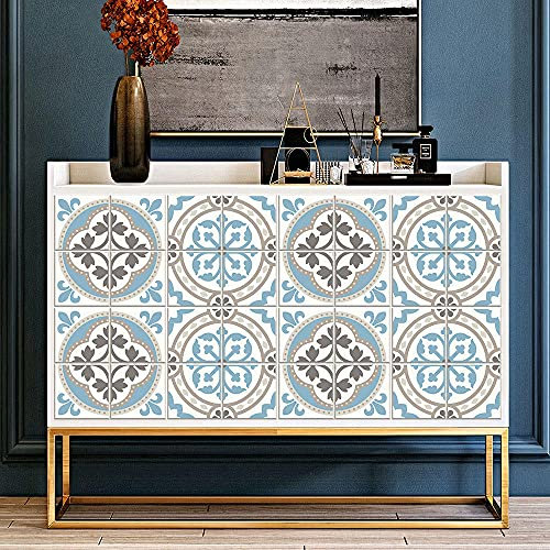 Stick on Tiles Duck Egg Blue Khaki Tile Stickers PVC Self Adhesive Wall Tiles Heat Resistant Tile Stickers for Kitchen Bathroom Waterproof Peel and Stick Floor Tiles Tile Paint