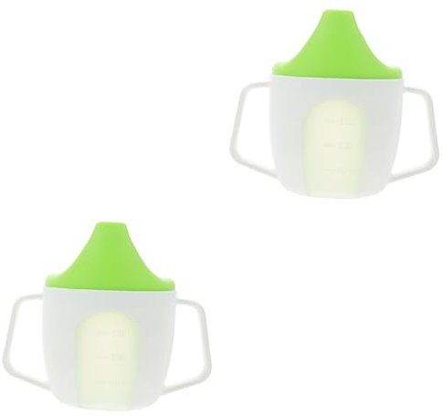QUMIIRITY 2piezas Vaso De Aprendizaje Para Bebés Con Escala Transparente y Doble Asa Taza Portátil Para Entrenamiento De Hidratación Infantil Para Niño Niña y Niñas