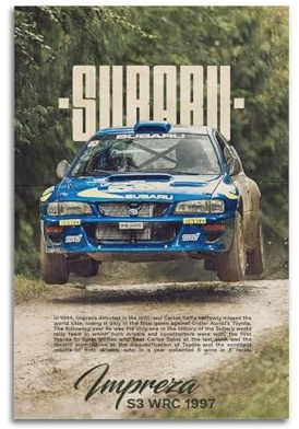 CMHOK WRC Rallye-Rennwagen-Poster, Impreza STI Sportwagen, fliegender dekorativer Malerei, Leinwand-Kunstbild, 30 x 45 cm