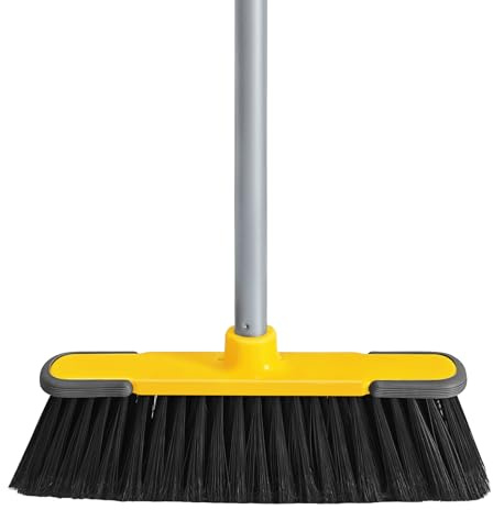 Yellow Indoor Broom 54 Long Handle House Broom for Floor Cleaning Sweeping Broom for Kitchen, Garage, Lobby, Patio and Garden