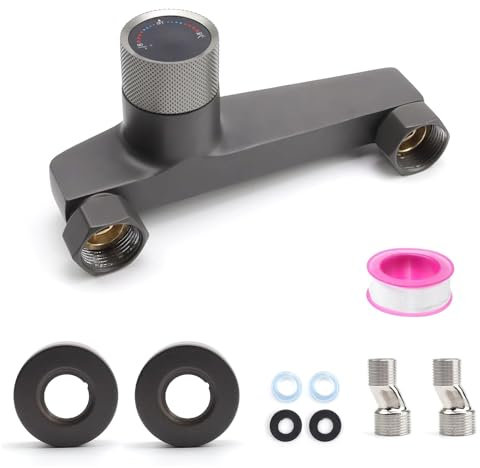 AMONENZ Grifos Duchas de Baño, Salida de Agua Cascada Grifos de Ducha, Temperatura Controlable Grifería de Bañera de Pare, 2-Salidas Agua, para Instalación Duchas en Baño