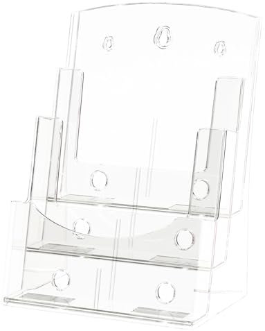 Viymgit Lot de 2 supports de dépliants A4 à 3 niveaux en plastique transparent - Support mural/organisateur de documentation pour documents, brochures et brochures