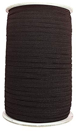 6 mm (1/4 Zoll) flaches Gummiband – 100 m schwarze, geflochtene Stretchschnur zum Nähen, Heimwerken, Schneidern, Kurzwaren & Kleidung – strapazierfähiges Polyester-Gummi-Gummiband – Schwarz