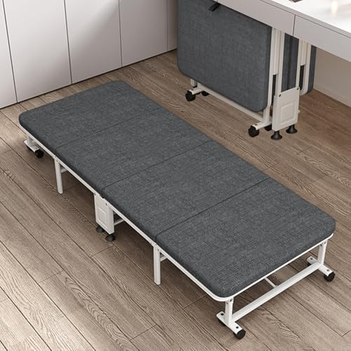 AuraThreads Klappbett 70x190cm, Gästebett Klappbarer mit Schaumstoffmatratze, Gästebett Klappbar mit Schutzhülle, Stabiler Stahlrahmen, Rollen