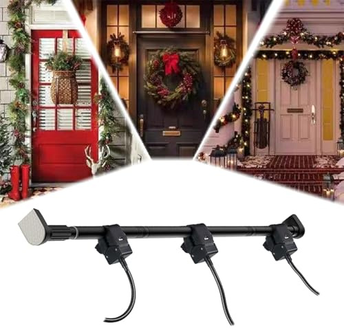 No Drill Garland Hanger Heavy Duty - Adjustable Reusable Door Frame Hook for Christmas Wreaths, Lights & Decor - Damage-Free Installation (Fits 150-170cm Doors, Holds 9kg/20lbs)