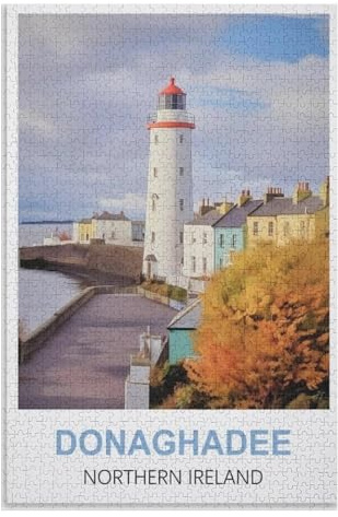 Release Stress and Solve Problems，Donaghadee Lighthouse Northern Ireland，Adults 1000 Piece Jigsaw Puzzle- Christmas，75x50，wooden puzzle ，AA-1028