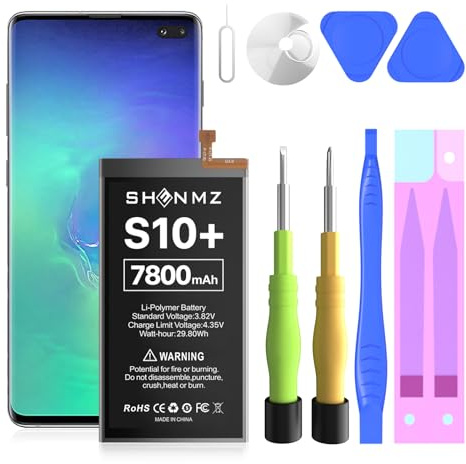 Battery for Samsung Galaxy S10+ S10 Plus,[7800mAh](2025 New Upgraded) SM-G9750 4100mAh EB-BG975ABU Li-Polymer Replacement Battery with Repair Tool Kit