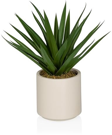 hjh OFFICE Kunstpflanze Agave, ca. 45 cm – täuschend echte Nachbildung, hochwertiger Kunststoff- & Textilmix, immergrün & pflegefrei, ideal für Büro, Wohnzimmer & Dekoration