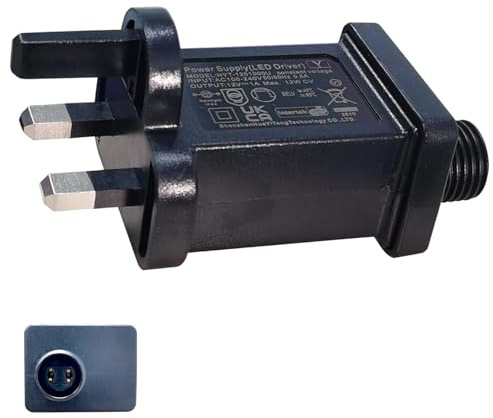 Flomiara Transformer Plug for Christmas Lights, Led Transformer, 12V 1A IP44 Waterproof Replacement Plug, Indoor Outdoor Lights Power Supply for Xmas Lights, Net Lights, Icicle Lights (12v 12w)