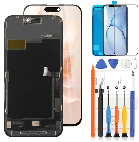 LADYSON INCELL LCD-Display für iPhone 15 Pro Max, Ersatzdisplay für iPhone 15 Pro Max A2849 A3105 A3106 A3108, 6,7 Zoll LCD-Digitizer, Touchscreen, Montageset mit Werkzeug, Schwarz