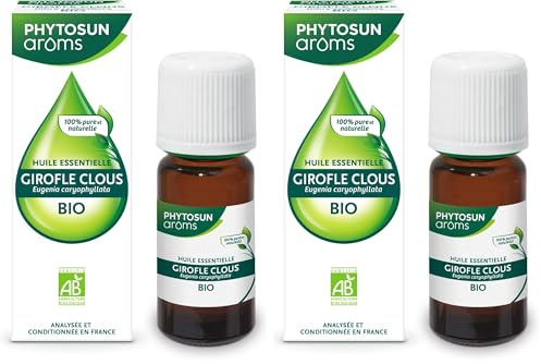 PHYTOSUN AROMS - Huile Essentielle Girofle (clou) Bio - HEBBD - 100% Pure & Naturelle - 100% Bio - Analysée & Conditionnée en France - 10 ml (Lot de 2)