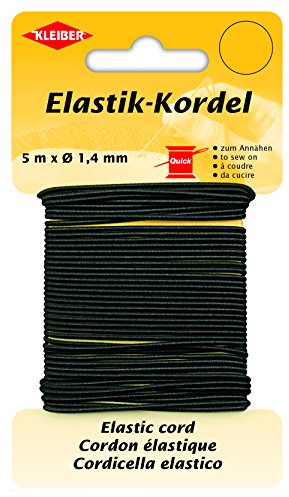 Kleiber 71083 Elastik-Kordel/Bastelkordel, 66% Polyester; 34% Gummi, Schwarz, 500 x 0,14 x 0,14 cm