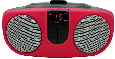 Sylvania SRCD243M-RED Portable Cd Player with Am/FM Radio Boombox (Red)
