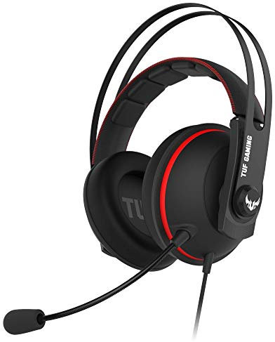 ASUS TUF Gaming H7 Cuffie gioco per PC, PS4, Nintedo Swicth, XBOX One, Audio virtuale 7.1 integrato, cuscinetti confortevoli, colore Rosso.