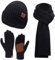 Herren Winter Warm Beanie Mütze Lange Schal und Touchscreen Handschuhe Set mit Fleece Gefüttert Wintermütze Strickmütze rutschfeste Winterhandschuhe Schals Geschenk für Männer, A Schwarz