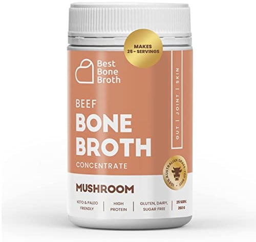 Bone Broth Premium Beef Bone Broth Concentrate Mushroom Flavour- 100% Sourced from AU Grass-Fed, Pasture-Raised Cattle - Healthier Skin & Nails, Healthy Digestion Collagen
