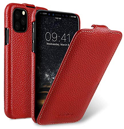 Hülle passend für Apple iPhone 11 PRO (5,8 Zoll), Handyhülle mit beschichtetem Leder, Flip-Case, Schutzhülle klappbar, dünne Handy-Tasche, Slim Cover, Rot