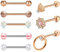LAURITAMI 8stk Zungenpiercing 14G Chirurgenstahl 16mm Barbell Gerade Blume Kristall Piercing