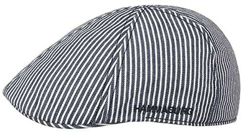 HAMMABURG Stripes Cotton Flatcap - Schirmmütze in Streifenoptik - Unisex - Baumwollcap für alle Jahreszeiten dunkelblau M (56-57 cm)