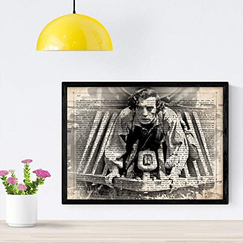 Nacnic Poster des General - Buster Keaton 2. Hollywood alte Filmblätter. Weinlesekino-Design mit Definitionen. A4-Größe mit Rahmen