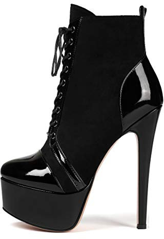 EDEFS Stivali con Tacco Alto Donna,Scarpe donna Tacco a Spillo 15CM,Stivali da Donna,Nero EU35
