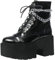 Etebella Damen Gothic High Heels Biker Boots mit Plateau Blockabsatz Schnürstiefeletten Punk Gefüttert Schuhe(Schwarz,38)