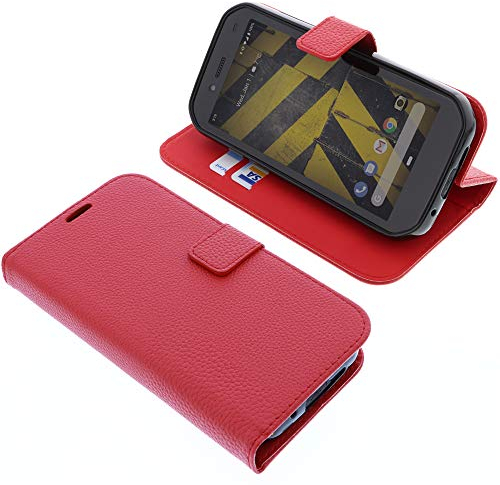 foto-kontor Custodia a Libro Compatibile con Cat S42 Cover di Colore Rosso