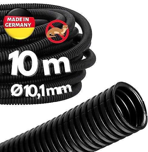 10 Meter Kalitec Wellrohr ungeschlitzt 10mm I Wellschlauch geschlossen I Marderschutzrohr I Leerrohr I Kabelschutz AD 12,7 mm ID 10 mm