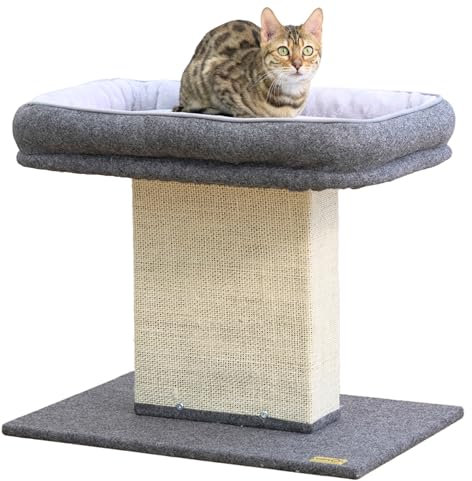 Catry Katzenbett mit Kratzbaum – Minimalistisches Design des Katzenbaums mit gemütlichem Katzenbett und Kratzbaum, lockert das Kätzchen um dieses stabile und einfach zu montierende Katzenmöbel