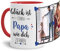 Tassendruck Fototasse mit Spruch für Papa - Glück ist, jemanden wie Dich zu haben - zum Selbst gestalten mit 2 Fotos, Innen & Henkel Rot, 300 ml
