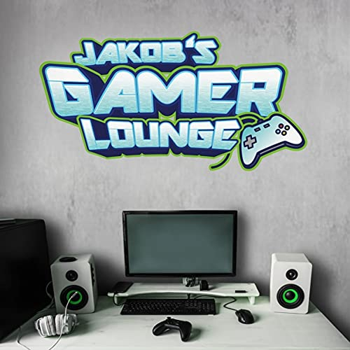 tjapalo® vr40 Cooles gamer Wandtattoo Junge Name wandtattoo kinderzimmer Junge name Gamer Lounge, Größe: B58xH30cm