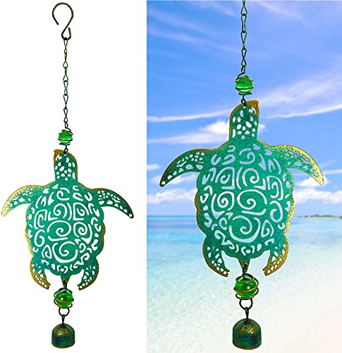 SUNGIRLS Windspiel für Schildkröten, Windspiel, Metall, für den Außenbereich, Schaufenster, Türglocke, Schildkröten-Dekoration für Zuhause, Gedenk-Windspiel, Garten, tolles Geschenk, Grün