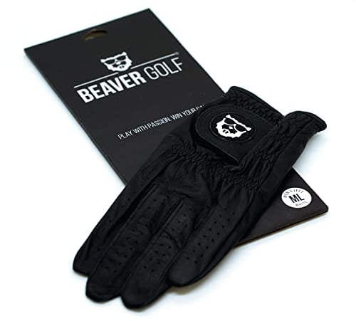 BEAVER GOLF Damen Golf Handschuh Schwarz - Premium Cabretta-Leder - Nachhaltig - Handarbeit (S, Rechts (Linkshänder))