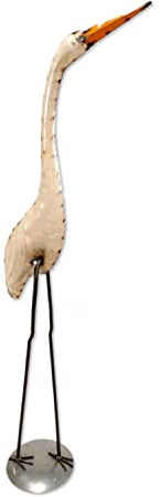 Metall Dekofigur Reiher 40 x 108cm Creme Garten-Figur Deko Vogel Skulptur Tierfigur Vogelschreck