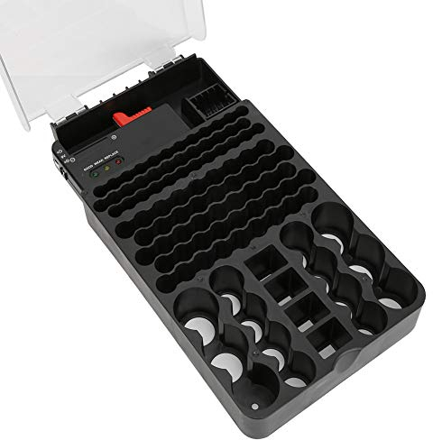 Batterie Aufbewahrungsbox, 104 Grids Batteriebehälter, Batterie-organizer-aufbewahrungsbox Klares Batteriehaltergehäuse Mit Batterietester, 3 Kontrollleuchten für AA AAA 9 V Batterie