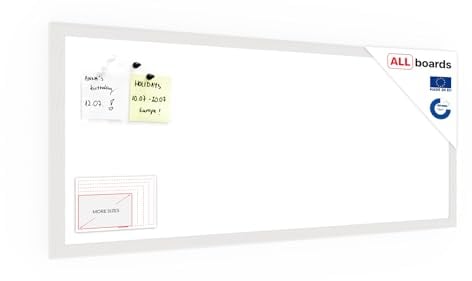 ALLboards Whiteboardmit weißem Rahmen 30x70cm Magnettafel Weiß Magnetisch, Trocken Abwischbar