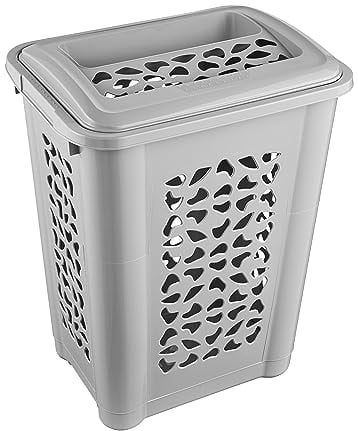 keeeper Wäschebox mit Einwurfschlitz und aufklappbarem Deckel, Luftdurchlässig, 60 l, Per, Nordic Grey