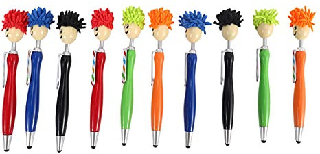 Nicfaky 10 Pieces Mop Topper Pens Screen Cleaner Stylus Pens 3-in-1 Stylus Pen Duster for Kids and Adults