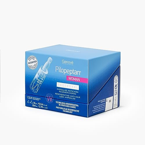 Pilopeptan Woman Proteokel | Anticaída Capilar | Ampollas Anticaída Regeneradoras | Cabello | Mujer | Reduce la Caída del Cabello, Aportando Volumen, Fuerza y Brillo | No Graso | 4 Ampollas