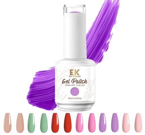 EK Nail Gel Polish 15ml [Soft to touch) UV/LED Soak-Off Nail Art Manicure Pedicure for Professional, Salon & Home Use - Long Lasting & Easy to Apply (Lavender)