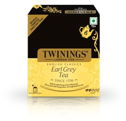 Twinings Earl Grey Tea-10 Teabags, Premium Black Tea, 20 Gram