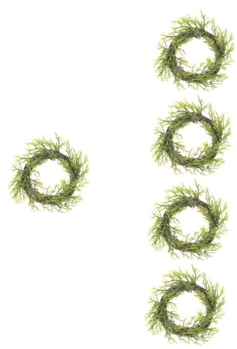 ABOOFAN 5St Leuchterring blumengirlande künstlich Kerzenständer Rattan-Rebenkranz Festival hängende Kranzdekoration die Weihnachtskerze Spitzkerzen Kranz Türschild Kerzenring-Kranz-