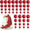 BOUBONI 48 Pcs Cake Topper Decorations - Balloon Cupcake Toppers, Foam Balls for Birthday Party Wedding (Red)