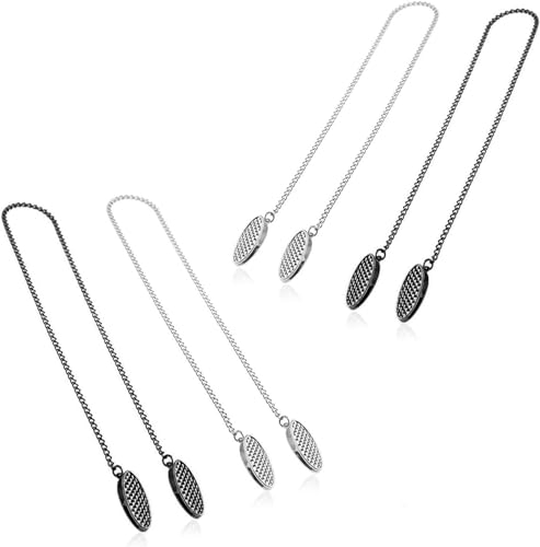 Serviettenkette, Edelstahl Kette Serviette Clips, Serviettenhalter für Hals, Serviette Clips Kette, 4 Stück, Silber und Schwarz, 55 cm
