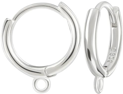 Beebeecraft 4Pcs 925 Sterling Silver Huggie Hoop Earring Findings Round Earring Hooks French Leverback Ear Wires for DIY Making