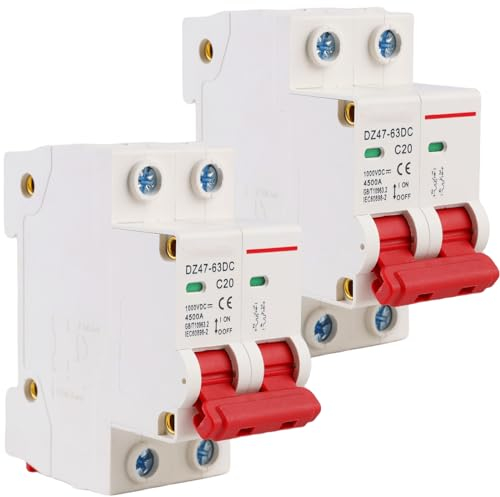 Vaileal 2 unidades DC Disyuntor de circuito automático DC Z247-63 20A para sistemas fotovoltaicos, fusibles automáticos, interruptor de aire protector, protección sensible, disyuntor solar